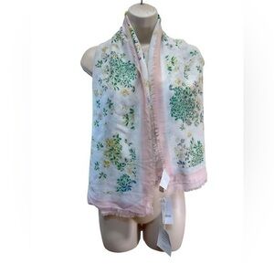 Loft pink floral frayed scarf